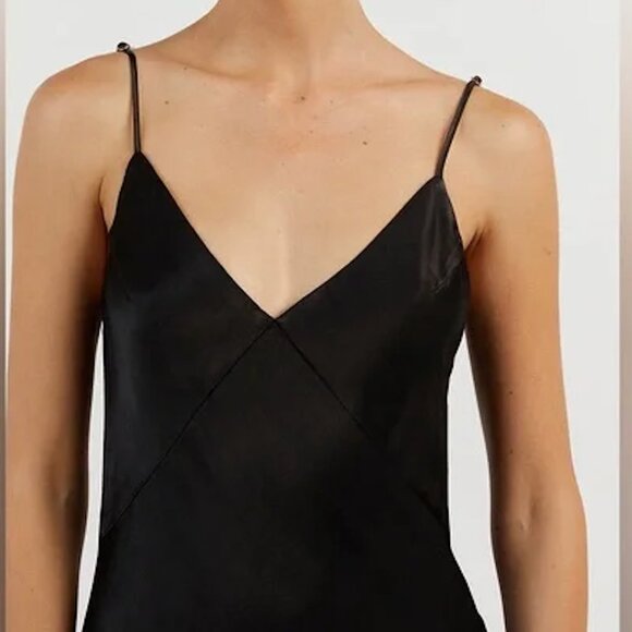 Dissh Black Satin Slip V-Neck Mini Dress | Women's US Size 6 - Picture 4 of 6